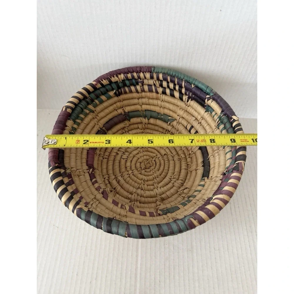 Vintage Handwoven Coiled Basket Set Boho Rustic Woven Decorative Bowls